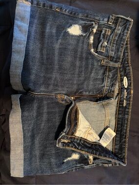 Old Navy Blue Rolled Cuff Distressed Jean Shorts